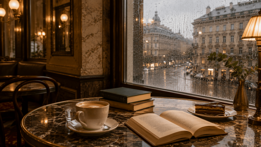 Rainy day in a cafe
